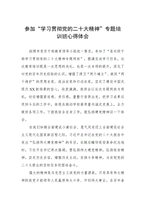 教师参加“学习贯彻党的二十大精神”专题培训班心得体会八篇.docx