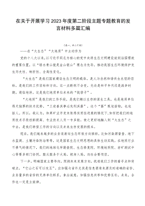 在关于开展学习2023年度第二阶段主题专题教育的发言材料多篇汇编.docx