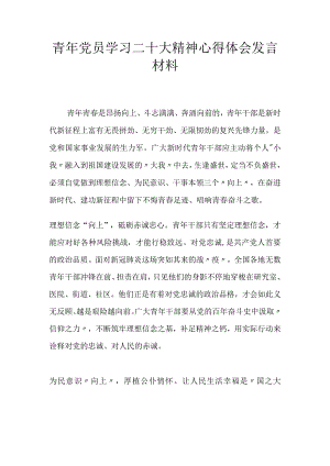 青年党员学习二十大精神心得体会发言材料.docx