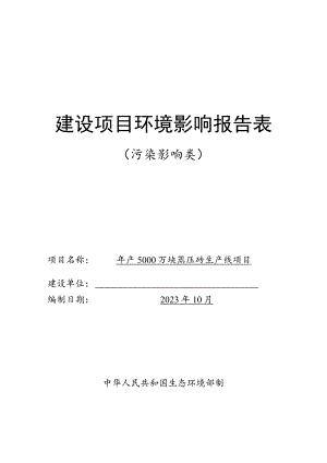 年产5000万块蒸压砖生产线项目环境影响报告表.docx