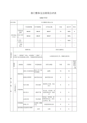 部门整体支出绩效自评表.docx