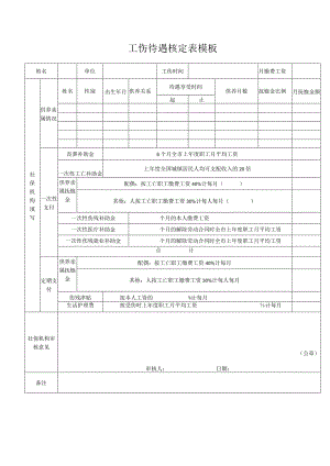 工伤待遇核定表模板.docx