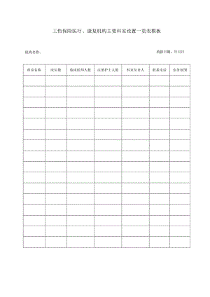 工伤保险医疗、康复机构主要科室设置一览表模板.docx