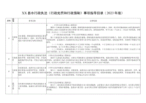 水行政执法（行政处罚和行政强制）事项指导目录(2023年版).docx