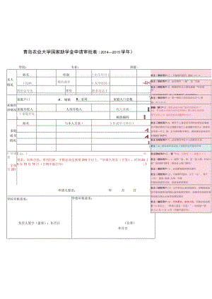 青岛农业大学国家助学金申请审批014-2015学年学院专业班级.docx