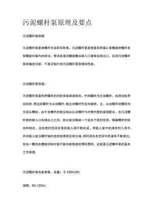 污泥螺杆泵原理及要点全套.docx