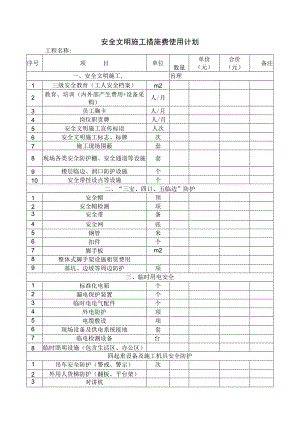 安全文明施工措施费使用计划.docx