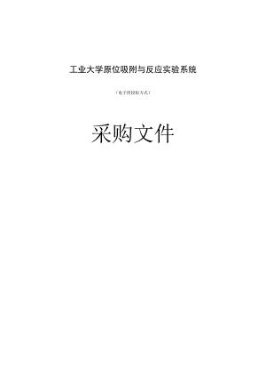 工业大学原位吸附与反应实验系统招标文件.docx