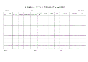 失业保险金、医疗补助费发放明细表2023年模板.docx