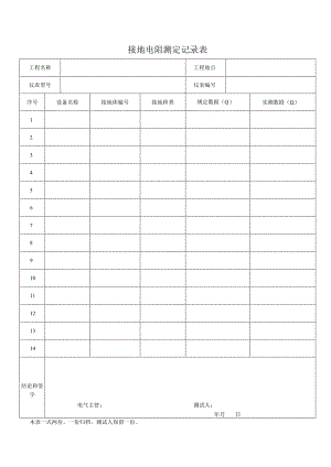 接 地 电 阻 测 定 记 录 表.docx