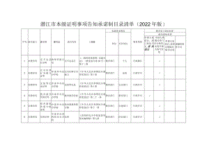 潜江市本级证明事项告知承诺制目录清单2022年版.docx