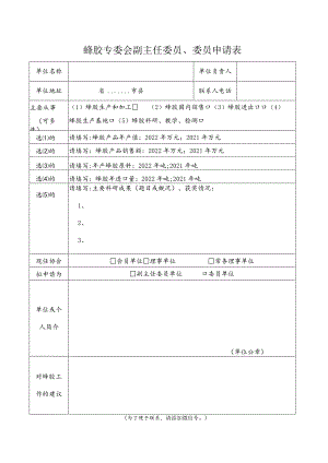 蜂胶专委会副主任委员、委员申请表.docx
