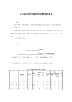 钻井公司反循环强磁打捞篮使用维护手册.docx