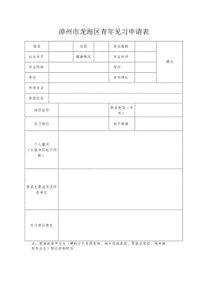 漳州市龙海区青年见习申请表.docx