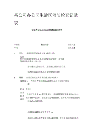 某公司办公区生活区消防检查记录表.docx