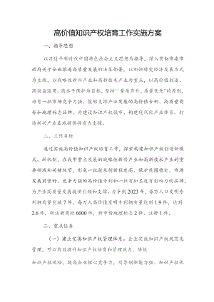 高价值知识产权培育工作实施方案.docx