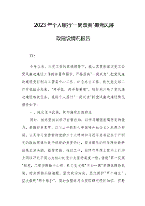 2023年个人履行“一岗双责”抓党风廉政建设情况报告.docx