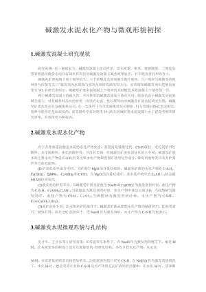碱激发水泥水化产物与微观形貌初探.docx
