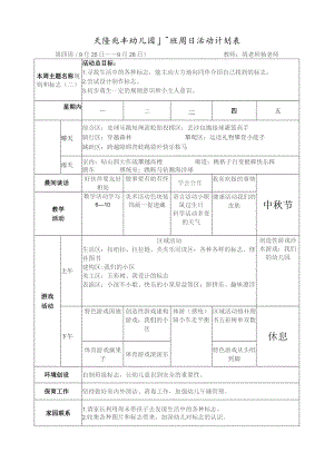 天隆兆丰幼儿园大二班周日活动计划表.docx
