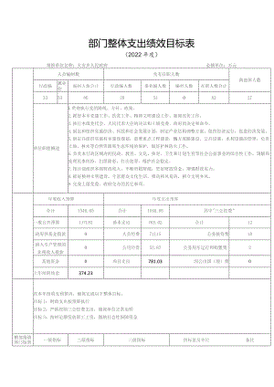 部门整体支出绩效目标表.docx