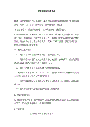 资格证明材料承诺函.docx