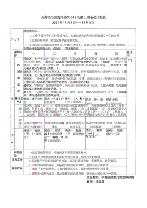 河海幼儿园国宾部大4班第十周活动计划表.docx