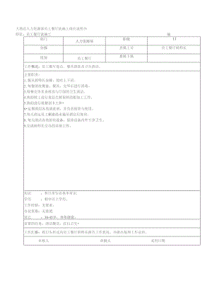 大酒店人力资源部员工餐厅洗碗工岗位说明书.docx
