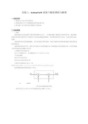 通信原理-实验一-Systemview系统下幅度调制与解调.docx