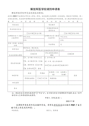 解放军医学院调剂申请表.docx
