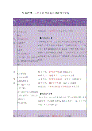统编教材三年级下册整本书阅读计划实操版.docx