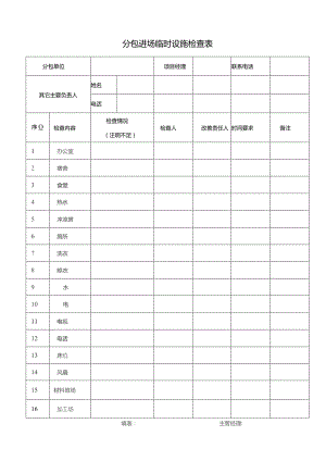 建筑工程项目分包进场临时设施检查表.docx