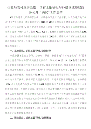 住建局农村危房改造、国有土地征收与补偿领域基层政务公开“两化”工作总结.docx