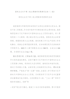 国有企业关于第二批主题教育进展情况总结(二篇).docx