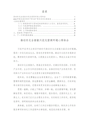 推动东北全面振兴优化营商环境心得体会、2023年整改落实情况“回头看”情况专项自查报告（2篇）.docx