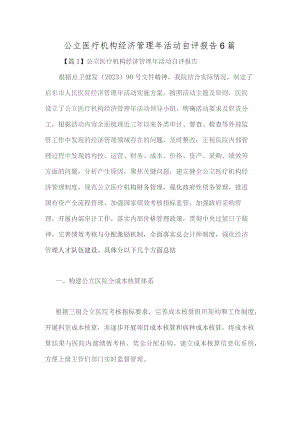 公立医疗机构经济管理年活动自评报告6篇.docx