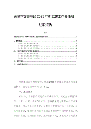 医院党支部书记2023年抓党建工作责任制述职报告.docx