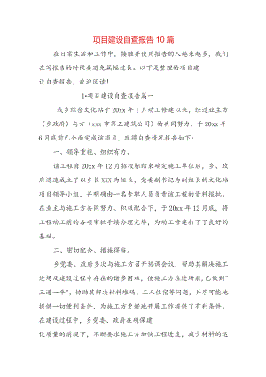 项目建设自查报告10篇.docx