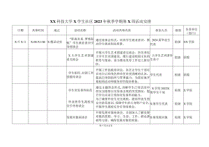 XX科技大学X学生社区2023年秋季学期第X周活动安排（2023年）.docx