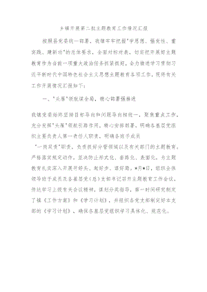 乡镇开展第二批主题教育工作情况汇报.docx