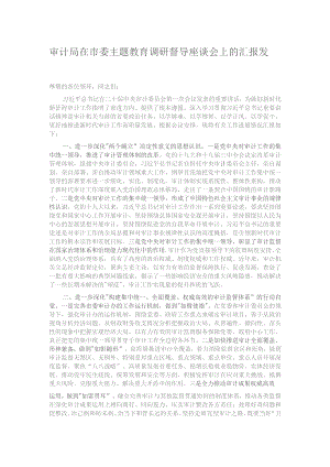 审计局在市委主题教育调研督导座谈会上的汇报发言.docx