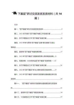 “四下基层”研讨交流发言发言材料（共14篇）.docx