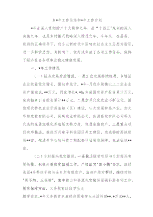 乡2023年工作总结和2024年工作计划.docx