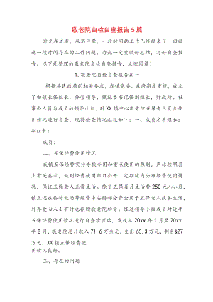 敬老院自检自查报告5篇.docx