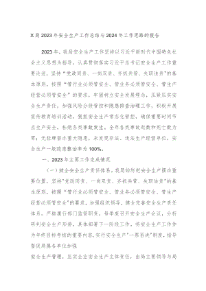X局2023年安全生产工作总结与2024年工作思路的报告.docx