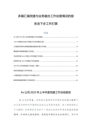 多篇汇编党建与业务融合工作自查情况的报告含下步工作打算.docx