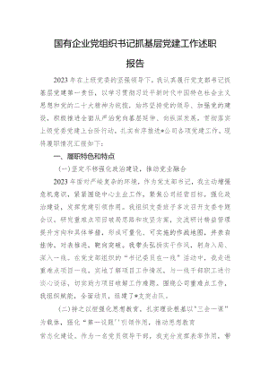 国有企业党组织书记抓基层党建工作述职报告.docx
