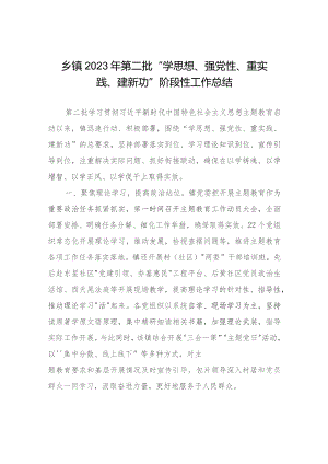 乡镇2023年第二批“学思想、强党性、重实践、建新功”阶段性工作总结2篇.docx