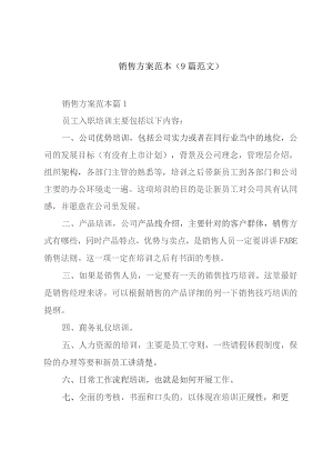 销售方案范本（9篇范文）.docx