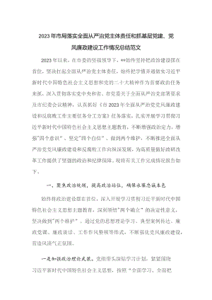 2023年市局落实全面从严治党主体责任和抓基层党建、党风廉政建设工作情况总结范文.docx