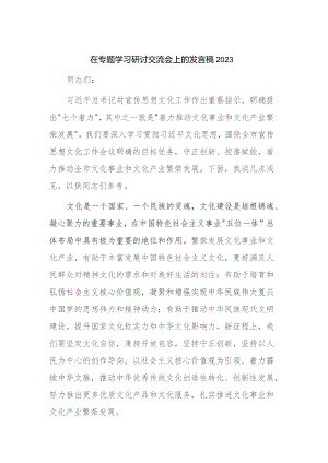 在专题学习研讨交流会上的发言稿2023.docx